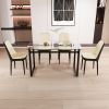 51" Modern Glass Dining Table Set for 4, Black Metal Legs with PU Chairs