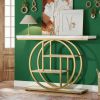 41.3" Modern Industrial Console Table with Gold Frame and 4-Tier Shelves