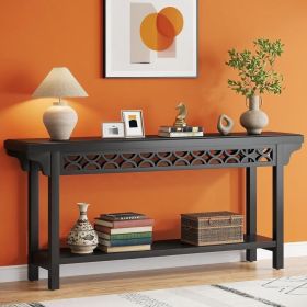 Farmhouse Console Table Entryway Table – Narrow Sofa Table with Solid Wood Top and Gray Finish