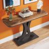 Modern Industrial Console Table with Curved Edge and Geometric Base