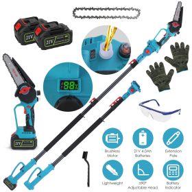 2-in-1 Extendable Cordless Pole Saw & Handheld Chainsaw (5.3–7.4FT, 13FT Reach) with Brushless Motor