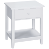 2-Tier End Table with Drawer and Shelf – Modern White Side Table for Living Room