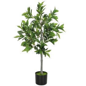 Artificial Laurel Tree 37.4" – Lifelike Potted Fake Plant with 345 PEVA Leaves