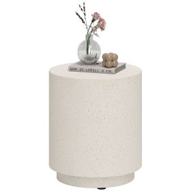 Lightweight Concrete Finish Round Accent Side Table – Light Yellow