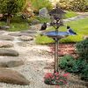 3-in-1 Garden Bird Bath Bowl Pedestal with Bird Feeder & Flower Planter, Bronze Finish