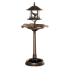 3-in-1 Garden Bird Bath Bowl Pedestal with Bird Feeder & Flower Planter, Bronze Finish