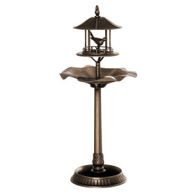 3-in-1 Garden Bird Bath Bowl Pedestal with Bird Feeder & Flower Planter, Bronze Finish
