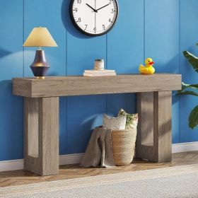 63-Inch Farmhouse Wooden Console Table – Long Rectangular Sofa Table