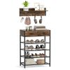 Multifunctional Entryway Coat Rack & Shoe Storage Bench with Drawers and Shelves