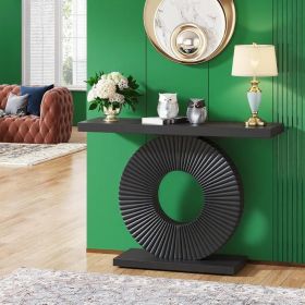 Console Table – Wood Entryway & Sofa Table with Geometric Base