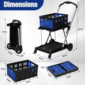 Collapsible Two-Tier Shopping Cart with Wheels – Multi-Use Grocery & Market Cart