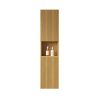 MITCH 59" Tall Bathroom Wall Mounted Cabinet – Narrow Oak Storage Cabinet with Doors & Shelves