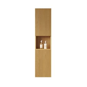 MITCH 59" Tall Bathroom Wall Mounted Cabinet – Narrow Oak Storage Cabinet with Doors & Shelves