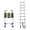 8.5FT Telescopic Aluminum Alloy Multi-Purpose Folding Ladder with Hooks & Triangular Support