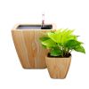 2-Pack Smart Self-Watering Planter Pots, Square Cone, Light Wood Finish, Indoor & Outdoor