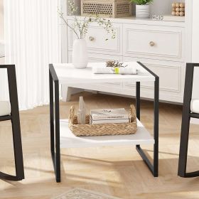 2-Tier Square End Table with Storage Shelf – Reversible Design