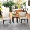 Patio Furniture Set, 2 Chairs and Square Table with Cushions