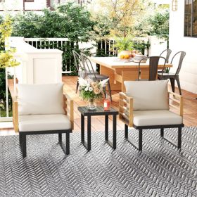 Patio Furniture Set, 2 Chairs and Square Table with Cushions