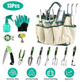 13-Piece Garden Tool Set with Aluminum Alloy Hand Tools & Carry Bag