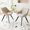 Set of 2 White PU Leather Dining Chairs with Black Metal Legs – Modern Kitchen Chairs