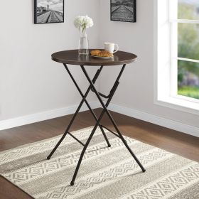 31" Round High-Top Folding Table – Walnut Finish