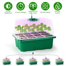 5-Pack Seed Starter Trays with Grow Light Humidity Dome – 5-Level Brightness & 4 Timer Settings for Indoor Greenhouse