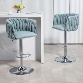 Swivel Bar Stools Set of 2 Adjustable Counter Height Chairs with Woven Back