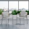Outdoor Wicker Rattan Dining Chairs Set of 2 Patio Armchairs