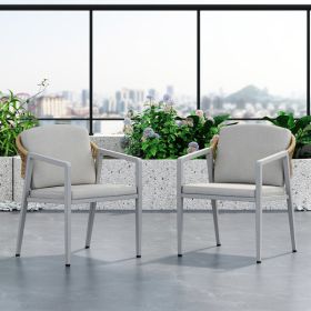 Outdoor Wicker Rattan Dining Chairs Set of 2 Patio Armchairs