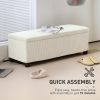 Beige Corduroy Storage Bed Bench with Steel Frame and Foam Cushion