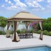 Outdoor 11x11 Ft Pop-Up Gazebo Canopy with Removable Mesh Netting, 2-Tier Soft Top Event Tent for Patio & Backyard