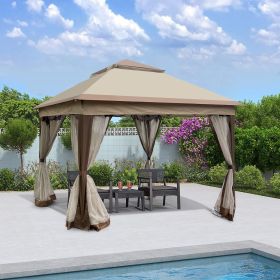 Outdoor 11x11 Ft Pop-Up Gazebo Canopy with Removable Mesh Netting, 2-Tier Soft Top Event Tent for Patio & Backyard