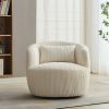 34.25" Wide Corduroy Swivel Barrel Chair with Pillow, Metal Base, 360° Rotation