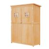 4x1.5ft Wooden Garden Storage Shed with Windows, Double Doors, and Shelves – Outdoor Tool Cabinet Organizer