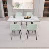 Extendable Dining Table Set 47"–63" MDF Dining Table with 4 Light Green Chairs