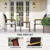 Outdoor Patio Dining Chairs Set of 2 with Cushions & Acacia Wood Armrests