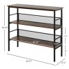 3-Tier Industrial Console Table – Metal & Wood Storage Shelf with Adjustable Feet