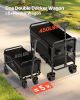 VEVOR Double Decker Collapsible Wagon, 400L Heavy Duty Folding Garden Cart, 450 lb Capacity