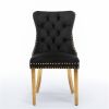 Modern Tufted Velvet Dining Chair – Solid Wood with Golden Stainless Steel Legs