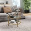 Modern 2-Tier Round Glass Side Table – Steel Frame Accent Table
