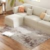 Machine Washable 4x6 Area Rug, Non-Slip Modern Abstract Carpet, Mixed-Brown