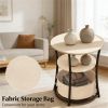 Round Side Table with Charging Station – 3-Tier Sofa Table with Storage