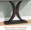 Faux Marble Console Table with Gold Geometric Base – Modern Entryway Table