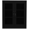 Office Cabinet Black Steel – Medium with Height-Adjustable Shelves