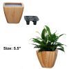 2-Pack Smart Self-Watering Planter Pots, Square Cone, Light Wood Finish, Indoor & Outdoor
