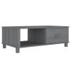 Dark Grey Pine Wood Coffee Table with Drawer – Modern Rectangular Living Room Table