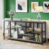 70.86" Industrial Wood Console Table with Black Metal Frame