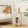 15 Inch 2-Tier Round End Table with Storage Shelf, Rustic Side Table