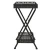 Black Metal Foldable Tea Table – 22.8x13.8x28.3 in Vintage Rectangular Accent Table