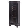 Jewelry Armoire with Mirror – 8 Drawers & 16 Necklace Hooks, 2 Side Swing Doors, Brown